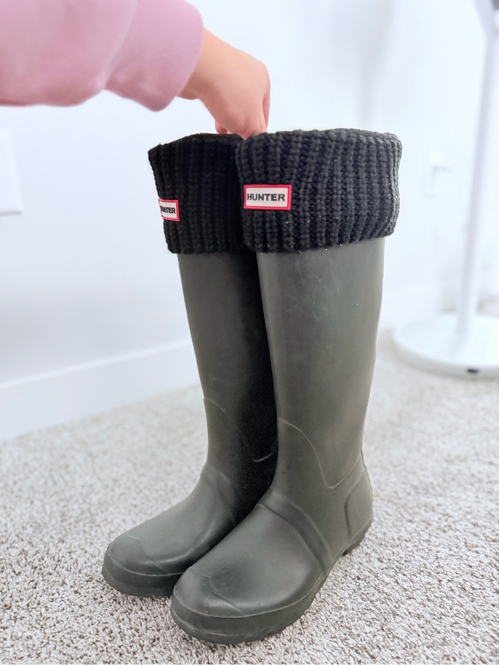 Hunter Original Tall Black Rain Boots Size 8 + 'THE SOCKS!